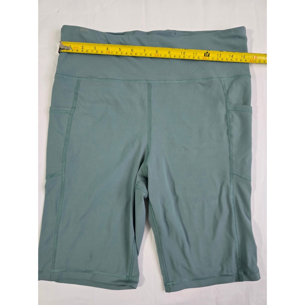 Nine West Active Womens Sage Green High Waisted Biker Shorts Side Pockets Large - Picture 7 of 13